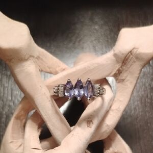 Tanzanite Diamond Ring In 925 Sterling